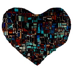 Mosaic Abstract Large 19  Premium Heart Shape Cushions