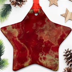 Marble Red Yellow Background Ornament (star) by HermanTelo