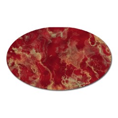 Marble Red Yellow Background Oval Magnet by HermanTelo