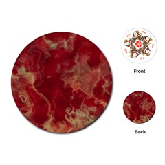 Marble Red Yellow Background Playing Cards (round)