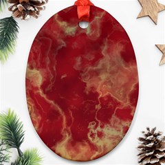 Marble Red Yellow Background Oval Ornament (two Sides)