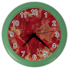 Marble Red Yellow Background Color Wall Clock