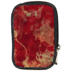 Marble Red Yellow Background Compact Camera Leather Case by HermanTelo