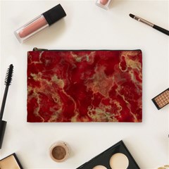 Marble Red Yellow Background Cosmetic Bag (medium)