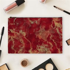 Marble Red Yellow Background Cosmetic Bag (large)