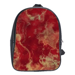 Marble Red Yellow Background School Bag (large)