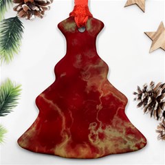 Marble Red Yellow Background Christmas Tree Ornament (two Sides)