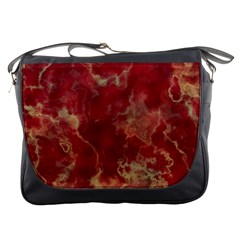 Marble Red Yellow Background Messenger Bag by HermanTelo