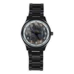 Marble Surface Texture Stone Stainless Steel Round Watch