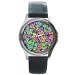 Money Currency Rainbow Round Metal Watch Front