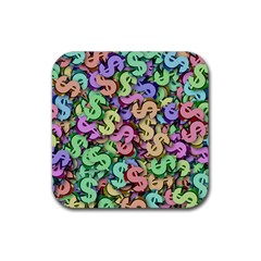 Money Currency Rainbow Rubber Coaster (square)  by HermanTelo