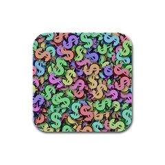 Money Currency Rainbow Rubber Square Coaster (4 Pack)  by HermanTelo