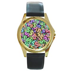 Money Currency Rainbow Round Gold Metal Watch by HermanTelo