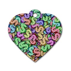 Money Currency Rainbow Dog Tag Heart (one Side)