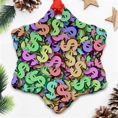 Money Currency Rainbow Snowflake Ornament (two Sides) by HermanTelo