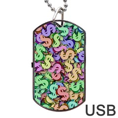 Money Currency Rainbow Dog Tag Usb Flash (one Side)