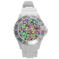 Money Currency Rainbow Round Plastic Sport Watch (l) by HermanTelo