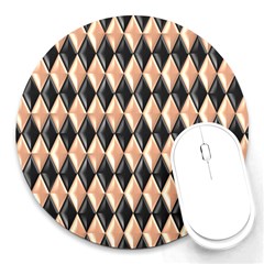 Metallic Diamond Design Black Round Mousepads by HermanTelo