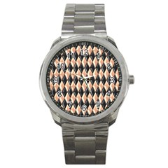 Metallic Diamond Design Black Sport Metal Watch by HermanTelo