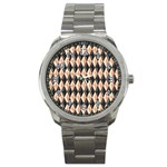 Metallic Diamond Design Black Sport Metal Watch Front