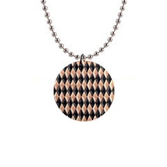 Metallic Diamond Design Black 1  Button Necklace by HermanTelo