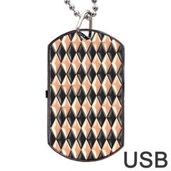 Metallic Diamond Design Black Dog Tag Usb Flash (one Side)