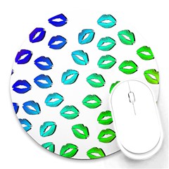 Kiss Mouth Lips Colors Round Mousepads by HermanTelo