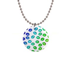 Kiss Mouth Lips Colors 1  Button Necklace by HermanTelo