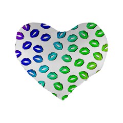 Kiss Mouth Lips Colors Standard 16  Premium Heart Shape Cushions