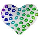 Kiss Mouth Lips Colors Large 19  Premium Flano Heart Shape Cushions Back