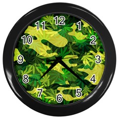 Marijuana Camouflage Cannabis Drug Wall Clock (black) by HermanTelo