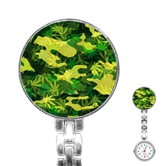 Marijuana Camouflage Cannabis Drug Stainless Steel Nurses Watch by HermanTelo