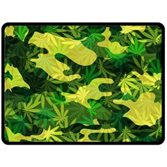 Marijuana Camouflage Cannabis Drug Double Sided Fleece Blanket (large)  by HermanTelo