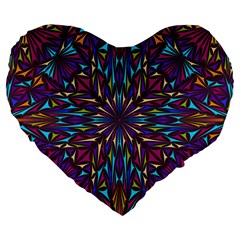 Kaleidoscope Triangle Curved Large 19  Premium Flano Heart Shape Cushions