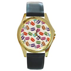 Macaron Bread Round Gold Metal Watch by HermanTelo