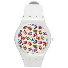 Macaron Bread Round Plastic Sport Watch (m) by HermanTelo