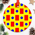 Pattern Circle Plaid Round Ornament (Two Sides) Front