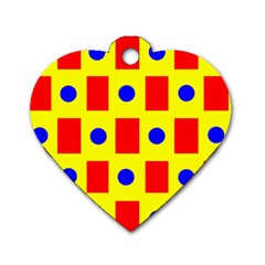 Pattern Circle Plaid Dog Tag Heart (one Side) by HermanTelo