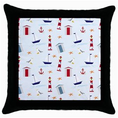 Nautical Sea Throw Pillow Case (Black)