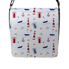 Nautical Sea Flap Closure Messenger Bag (L)