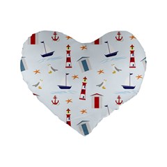 Nautical Sea Standard 16  Premium Flano Heart Shape Cushions