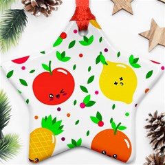 Pattern Fruits Orange Green Star Ornament (two Sides)