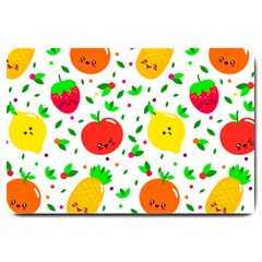 Pattern Fruits Orange Green Large Doormat  by HermanTelo