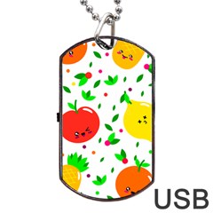 Pattern Fruits Orange Green Dog Tag Usb Flash (one Side)