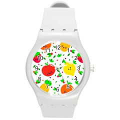 Pattern Fruits Orange Green Round Plastic Sport Watch (m)