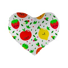 Pattern Fruits Orange Green Standard 16  Premium Heart Shape Cushions