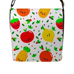 Pattern Fruits Orange Green Flap Closure Messenger Bag (l)