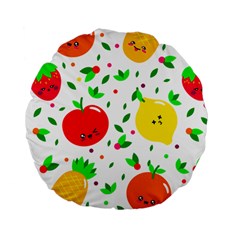 Pattern Fruits Orange Green Standard 15  Premium Flano Round Cushions