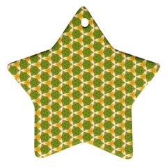 Pattern Halloween Pumpkin Color Green Star Ornament (two Sides) by HermanTelo