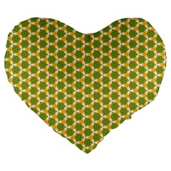 Pattern Halloween Pumpkin Color Green Large 19  Premium Heart Shape Cushions